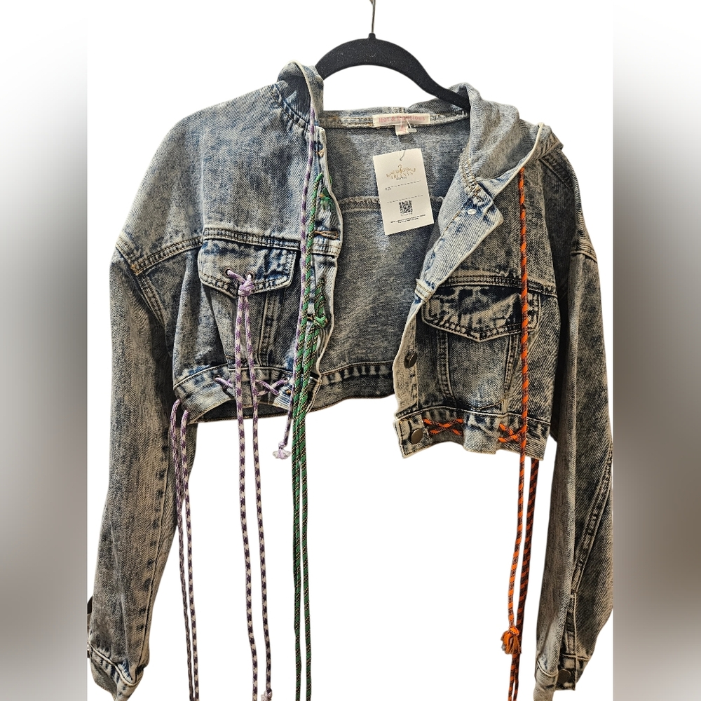Hot & Delicious Denim Jacket with Vibrant Accents